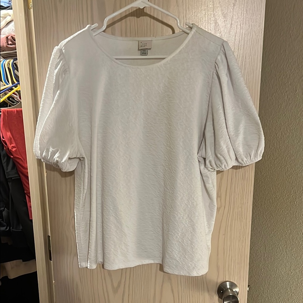 A New Day White Boxy Short Sleeve Blouse